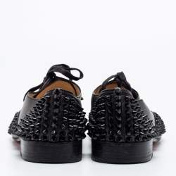 Christian Louboutin Black Leather Freddy Spikes Oxfords Size 41.5