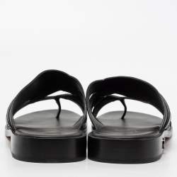 Pre Owned Christian Louboutin Black Leather Sinouhe Thong Flat Sandals Size 45