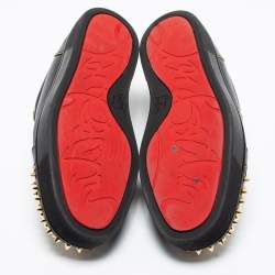 Pre Owned Christian Louboutin Black Leather Louis Junior Spikes Low-Top Sneakers Size 41