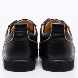 Pre Owned Christian Louboutin Black Leather Louis Junior Spikes Low-Top Sneakers Size 41