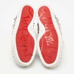 مملوكة مسبقًا Christian Louboutin Grey/White Python And Leather Louis Spikes High Top Sneakers Size 41