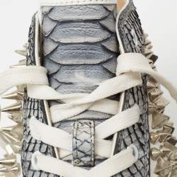 مملوكة مسبقًا Christian Louboutin Grey/White Python And Leather Louis Spikes High Top Sneakers Size 41