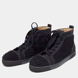 Pre Owned Christian Louboutin Dark Grey Suede Louis Spike High Top Sneakers Size 44