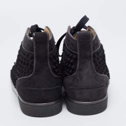 Pre Owned Christian Louboutin Dark Grey Suede Louis Spike High Top Sneakers Size 44