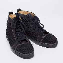Pre Owned Christian Louboutin Dark Grey Suede Louis Spike High Top Sneakers Size 44