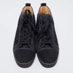 Pre Owned Christian Louboutin Dark Grey Suede Louis Spike High Top Sneakers Size 44