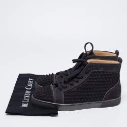 Pre Owned Christian Louboutin Dark Grey Suede Louis Spike High Top Sneakers Size 44