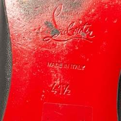 Pre Owned Christian Louboutin Black Leather Dandelion Spikes Smoking Slippers Size 41.5