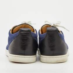 Pre Owned حذاء رياضي كريستيان لوبوتان دينم وجلد ثلاثي اللون مقدمة بيضاء بعنق منخفض مقاس 42