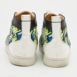 مملوكة مسبقًا Christian Louboutin Multicolor Woven Leather Louis Spikes Cap Toe High Top Sneakers Size 41.5