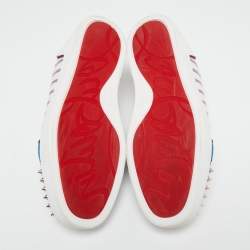 Pre Owned Christian Louboutin Multicolor Canvas And Suede Junior Spikes Sneakers Size 41