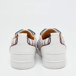 Pre Owned Christian Louboutin Multicolor Canvas And Suede Junior Spikes Sneakers Size 41