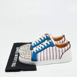 Pre Owned Christian Louboutin Multicolor Canvas And Suede Junior Spikes Sneakers Size 41