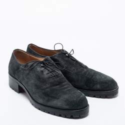 Christian Louboutin Dark Green Suede  Lace Up  Oxfords Size 45.5