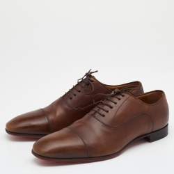 Christian Louboutin Brown Leather Grecco Lace Up Oxfords Size 42