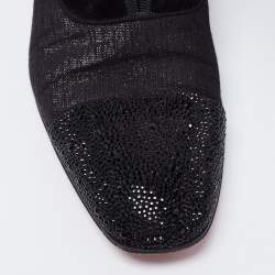 Christian Louboutin Black Fabric and Suede Strass Alpha Male Oxfords Size 42.5