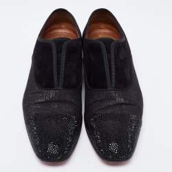 Christian Louboutin Black Fabric and Suede Strass Alpha Male Oxfords Size 42.5