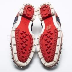 Pre Owned Christian Louboutin Multicolor Leather And Neoprene Luis Spiked Cap Toe Derby Size 43