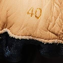 Pre Owned Christian Louboutin White/Navy Blue Leather and Woven Fabric Rantulow Low-Top Sneakers Size 40