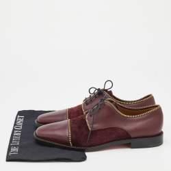 Christian Louboutin Burgundy Leather and Suede Bruno Zip Detail Derby Size 41