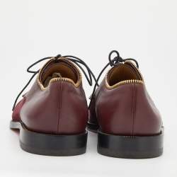 Christian Louboutin Burgundy Leather and Suede Bruno Zip Detail Derby Size 41