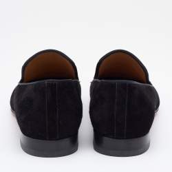 Pre Owned Christian Louboutin Black Velvet Spooky Spiked Toe Cap Smoking Slippers 41.5