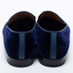مملوكة مسبقًا Christain Louboutin Navy Blue Velvet Dandelion Crystal Embellished Smoking Slippers Size 40