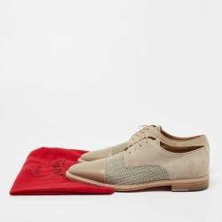 Pre Owned Christian Louboutin Grey Suede and Leather Oxfords Size 45.5