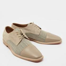 Pre Owned Christian Louboutin Grey Suede and Leather Oxfords Size 45.5