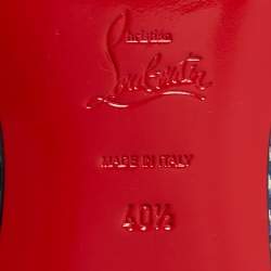 Pre Owned Christian Louboutin White/Blue Woven Fabric Dandelion Tassel Slip On Loafers Size 40.5