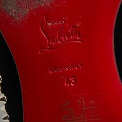 مملوكة مسبقًا Christian Louboutin Black Velvet Dandelion Spike Smoking Slippers Size 43