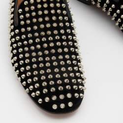 مملوكة مسبقًا Christian Louboutin Black Velvet Dandelion Spike Smoking Slippers Size 43