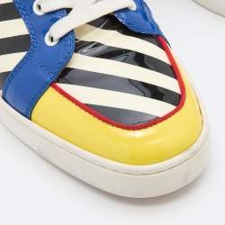 Pre Owned Christian Louboutin Multicolor Patent Leather Rantus Stripes High Top Sneakers Size 43