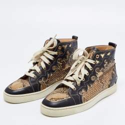 Christian Louboutin Tricolor Leather and Python Rantus Orlato High Top Sneakers Size 39.5
