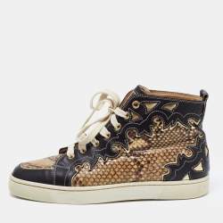 Christian Louboutin Tricolor Leather and Python Rantus Orlato High Top Sneakers Size 39.5