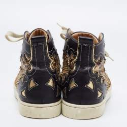 Christian Louboutin Tricolor Leather and Python Rantus Orlato High Top Sneakers Size 39.5