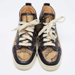 Christian Louboutin Tricolor Leather and Python Rantus Orlato High Top Sneakers Size 39.5