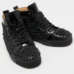 Christian Louboutin Black Patent  louis Spikes High Top Sneakers Size 40