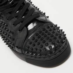 Christian Louboutin Black Patent  louis Spikes High Top Sneakers Size 40