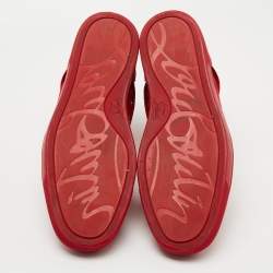 Christian Louboutin Red Suede Cross Strap High Top Sneakers Size 43.5