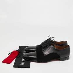 Christian Louboutin Black Leather and Suede Lace Up Derby Size 43