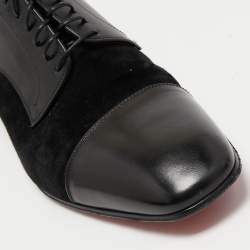 Christian Louboutin Black Leather and Suede Lace Up Derby Size 43