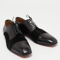 Christian Louboutin Black Leather and Suede Lace Up Derby Size 43