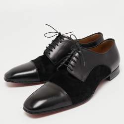 Christian Louboutin Black Leather and Suede Lace Up Derby Size 43