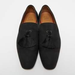 Christian Louboutin Black Fabric Dandelion Tassel Loafers Size 41.5