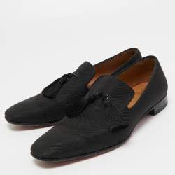 Christian Louboutin Black Fabric Dandelion Tassel Loafers Size 41.5