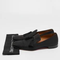 Christian Louboutin Black Fabric Dandelion Tassel Loafers Size 41.5