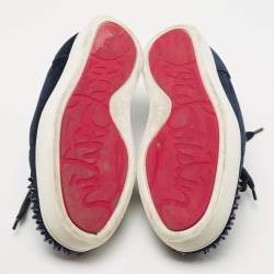 Christian Louboutin Navy Blue Suede Louis Spike Low Top Sneakers Size 44