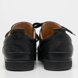 Christian Louboutin Black Leather Louis Junior Spike Low Top Sneakers Size 44