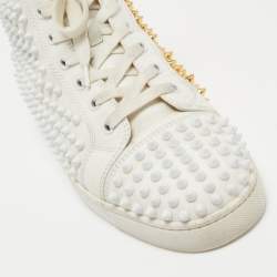 Christian Louboutin White Leather Louis Spikes High Top Sneakers Size 39.5